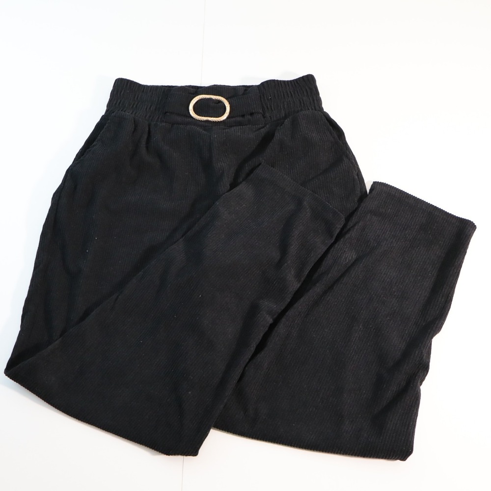 VTG 90s Angela Corduroy Pants Women's M Black Pull on Grunge Preppy Academic